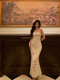 Niulatu Sheath Spaghetti Straps Sleeveless White Floral Prom Dresses Birthday Outfits With Flower SD664