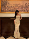Niulatu Sheath Spaghetti Straps Sleeveless White Floral Prom Dresses Birthday Outfits With Flower SD664