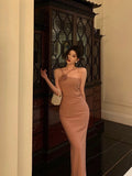 Niulatu Sheath Halter Neckline Sleeveless Prom Dresses Birthday Outfits With Flower SD666
