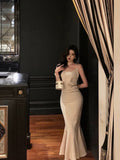 Niulatu Sheath Spaghetti Straps Sleeveless Silk Satin Prom Dresses Birthday Outfits SD669