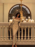 Niulatu Mermaid Off The Shoulder Long Sleeves Date Night Dress White Prom Dresses Birthday Outfits SD676