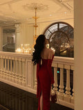 Niulatu Sheath One Shoulder Sleeveless Date Night Dress Red Ruffle Prom Dresses Birthday Outfits SD680