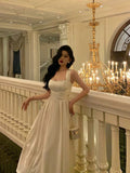 Niulatu A line Sleeveless White Date Night Dress Prom Dresses Birthday Outfits SD684