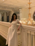 Niulatu A line Short Sleeves White Date Night Dress Prom Dresses Birthday Outfits SD689