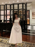 Niulatu A line Short Sleeves White Date Night Dress Prom Dresses Birthday Outfits SD689