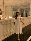 Niulatu A line Short Sleeves White Date Night Dress Prom Dresses Birthday Outfits SD689