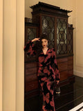 Niulatu Mermaid V Neckline Long Sleeves Black Velvet Pink Butterfly Prom Dresses Birthday Outfits SD690