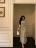 Niulatu Sheath Off The Shoulder Dusty Green Ruffles Prom Dresses Birthday Outfits SD694