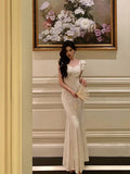 Niulatu Mermaid Jewel Sleeveless Ruffles Lace Prom Dresses Birthday Outfits SD695
