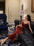 Niulatu Sheath Spaghetti Straps Burgundy Butterfly Prom Dresses Birthday Outfits SD698