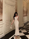 Niulatu Sheath Straps Sleeveless Ivory Sequin Date Night Dress Prom Dresses Birthday Outfits SD703