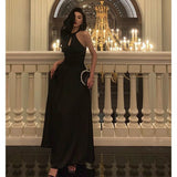 Niulatu A Line Halter Sleeveless Black Prom Dresses Birthday Outfits SD711