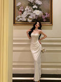 Niulatu Mermaid Spaghetti Straps Sleeveless White Prom Dresses Birthday Outfits SD714