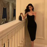 Niulatu Sheath Halter Black Backless Knee Length Prom Dresses Birthday Outfits SD717