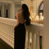 Niulatu Sheath Halter Black Backless Knee Length Prom Dresses Birthday Outfits SD717
