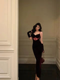 Niulatu Mermaid Spaghetti Straps Sleeveless Burgundy Velvet Prom Dresses Birthday Outfits SD718