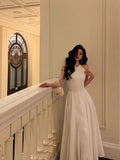 Niulatu A Line Jewel Sleeveless White Chiffon Prom Dresses Birthday Outfits SD721