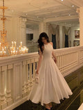 Niulatu A Line Jewel Sleeveless White Chiffon Prom Dresses Birthday Outfits SD721