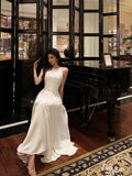 Niulatu A Line Jewel Sleeveless White Chiffon Prom Dresses Birthday Outfits SD721