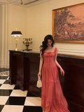 Niulatu A Line Square Neckline Pink Long Prom Dresses Birthday Outfits SD730