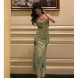 Niulatu Sheath Spaghetti Straps Sage Green Date Night Dress Prom Dresses Birthday Outfit SD731