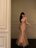 Niulatu Mermaid Spaghetti Straps Sequin Sleeveless Long Prom Dresses Birthday Outfits SD734