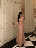 Niulatu Mermaid Spaghetti Straps Sequin Sleeveless Long Prom Dresses Birthday Outfits SD734