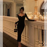 Niulatu Sheath Long Sleeves Black Prom Dresses Birthday Outfits SD736