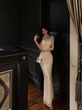 Niulatu Sheath Straps Ivory Long Tulle Prom Dresses Birthday Outfits SD741