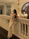 Niulatu Sheath Straps Ivory Long Tulle Prom Dresses Birthday Outfits SD741