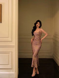 Niulatu Sheath Spaghetti Straps Lilac Satin Prom Dresses Birthday Outfits SD742