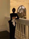 Niulatu Sheath Strapless Long Sleeves Black Date Night Dress Prom Dresses Birthday Outfit SD755