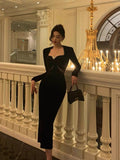 Niulatu Sheath Strapless Long Sleeves Black Date Night Dress Prom Dresses Birthday Outfit SD755