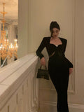 Niulatu Sheath Strapless Long Sleeves Black Date Night Dress Prom Dresses Birthday Outfit SD755