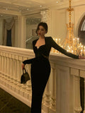 Niulatu Sheath Strapless Long Sleeves Black Date Night Dress Prom Dresses Birthday Outfit SD755