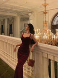 Niulatu Sheath Square Neckline Burgundy Velvet Date Night Dress Prom Dresses Birthday Outfits SD761