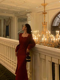 Niulatu Sheath Square Neckline Red Date Night Dress Prom Dresses Birthday Outfit SD762