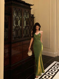 Niulatu Sheath Halter Green Satin Date Night Dress Prom Dresses Birthday Outfits SD763