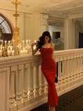 Niulatu Sheath Spaghetti Straps Sleeveless Red Date Night Dress Prom Dresses Birthday Outfits SD766