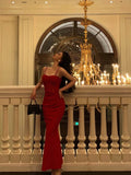 Niulatu Sheath Spaghetti Straps Sleeveless Red Date Night Dress Prom Dresses Birthday Outfits SD766