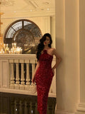 Niulatu Sheath Halter Sleeveless Flower Sequin Date Night Dress Prom Dresses Birthday Outfits SD767