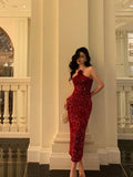 Niulatu Sheath Halter Sleeveless Flower Sequin Date Night Dress Prom Dresses Birthday Outfits SD767