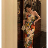 Niulatu Sheath Halter Sleeveless Floral Date Night Dress Prom Dresses Birthday Outfit SD772