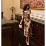 Niulatu Sheath Halter Sleeveless Floral Date Night Dress Prom Dresses Birthday Outfit SD772
