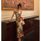 Niulatu Sheath Halter Sleeveless Floral Date Night Dress Prom Dresses Birthday Outfit SD772