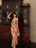 Niulatu Mermaid Spaghetti Straps Floral Slit Long Prom Dresses Birthday Outfit SD777