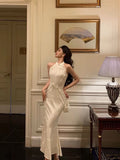 Niulatu Sheath Jewel Neckline White Pleated Prom Dresses Birthday Outfit SD779