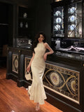 Niulatu Sheath Jewel Neckline White Pleated Prom Dresses Birthday Outfit SD779