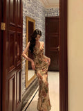 Niulatu Mermaid Spaghetti Straps Floral Ruffles Long Prom Dresses Birthday Outfit SD781