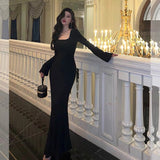 Niulatu Sheath Square Neckline Date Night Dress Black Prom Dresses Party Dress Birthday Outfits SD786
